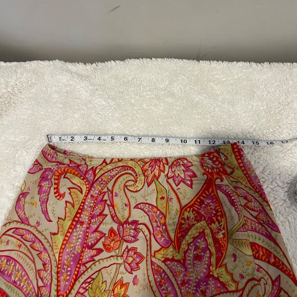 Talbots Sz 8 Orange/Pink Floral A-Line Long Side Zipper Skirt Vtg 100% Lyocell - Picture 4 of 6
